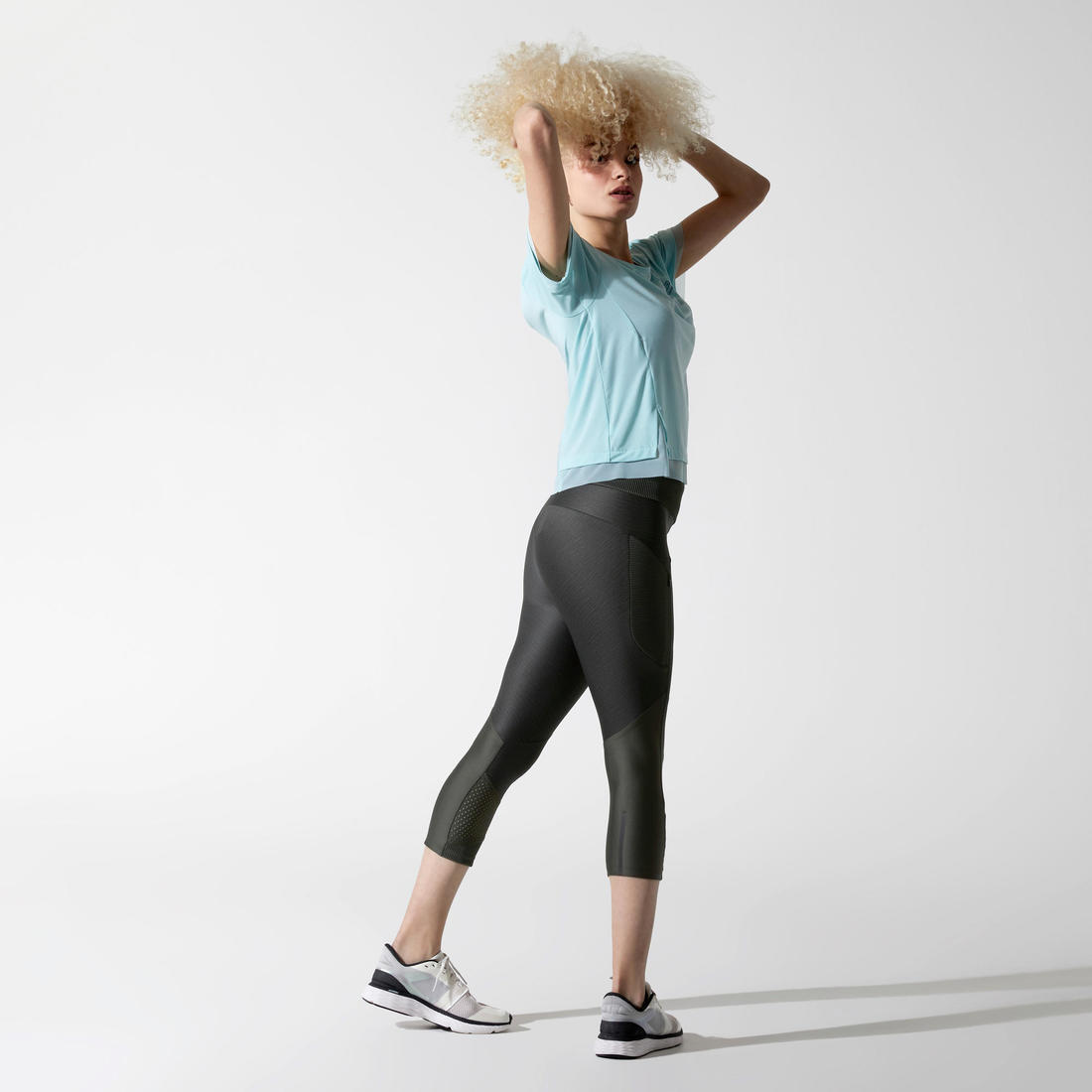 Legging court running respirant femme - Dry+ Feel noir