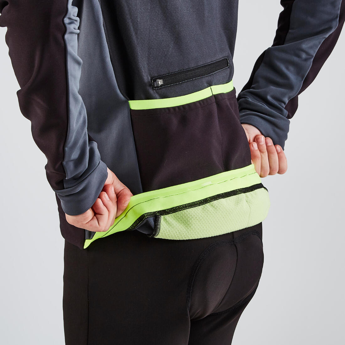 VESTE VELO ENFANT 500 NOIRE JAUNE