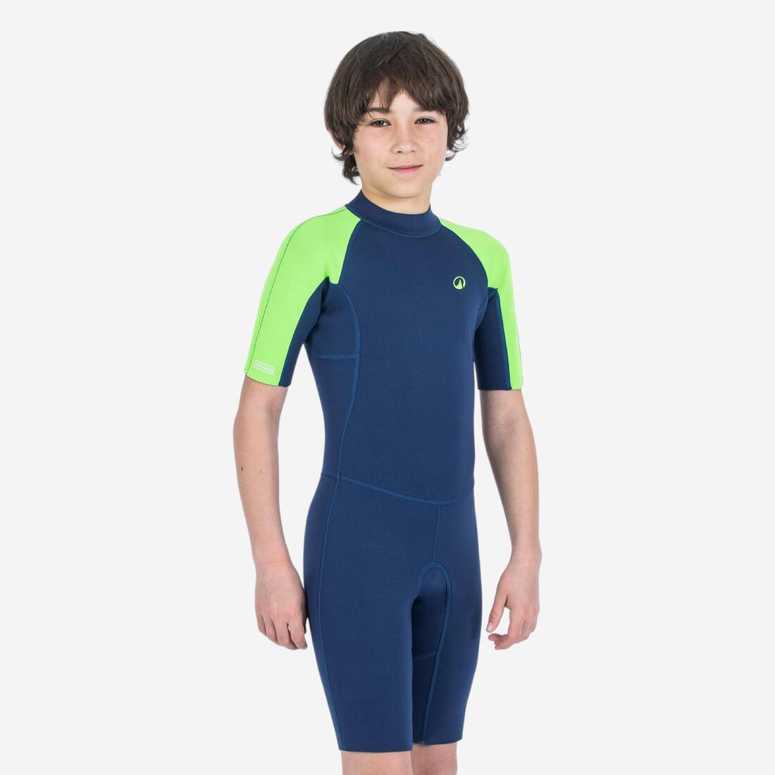 Combinaison shorty surf caoutchouc naturel Yulex 1,5mm enfant, 100