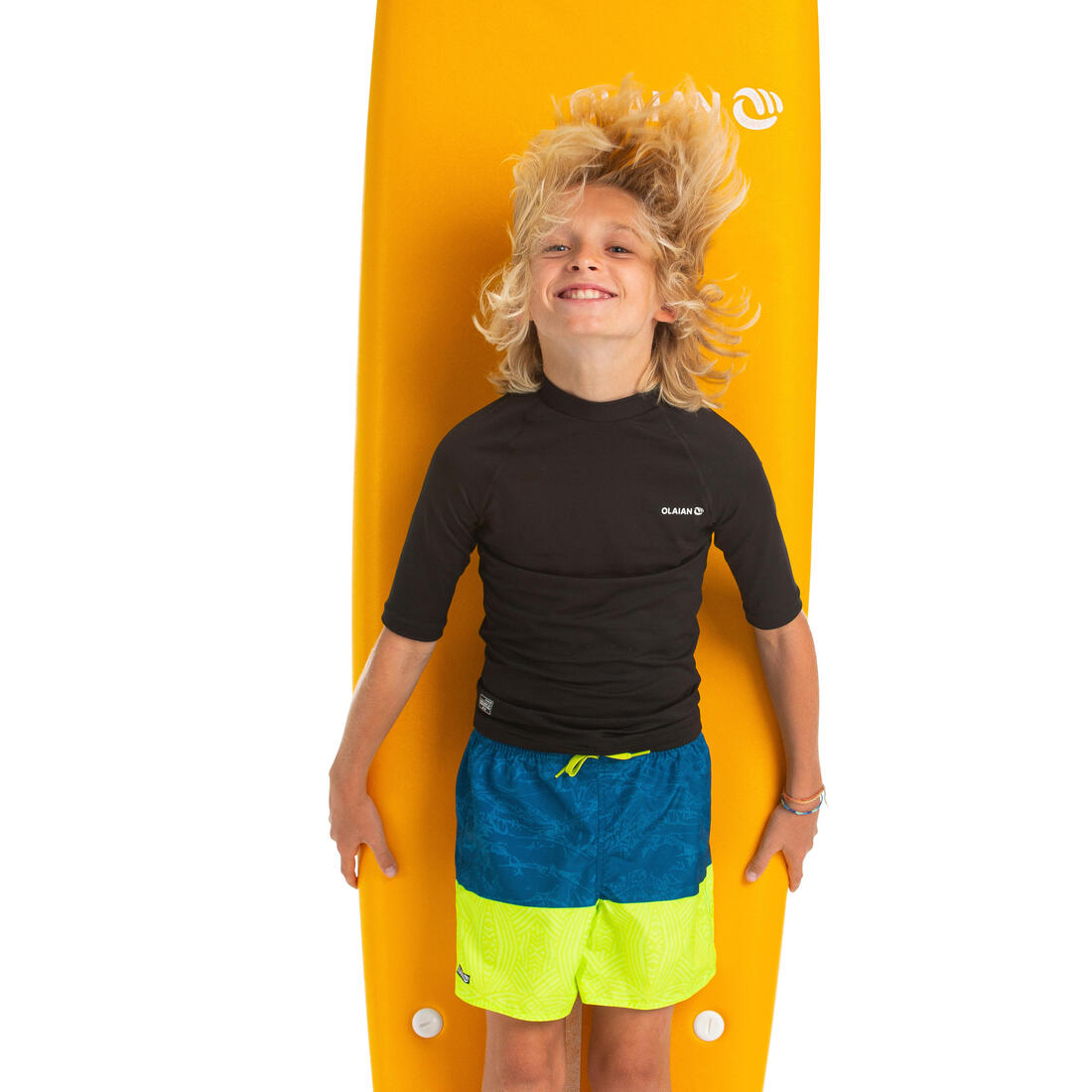 Short de bain 100 bleu noir