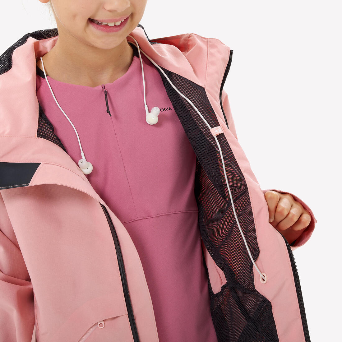 Veste de randonnée montagne imperméable légère enfant 7-15 ans, MH900 rose