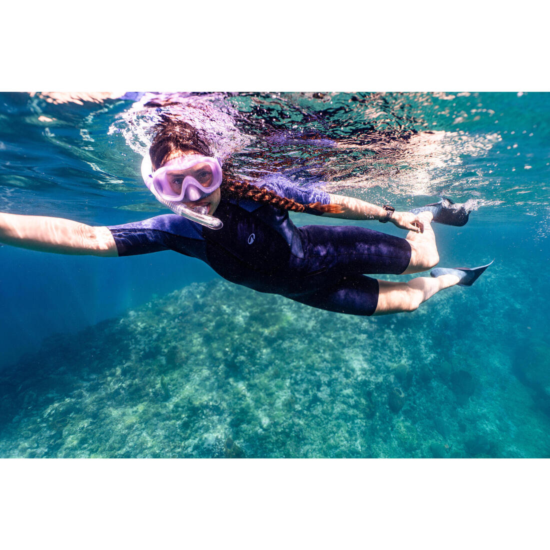 Shorty snorkeling essential Femme caoutchouc naturel Ocena 2mm, bleu