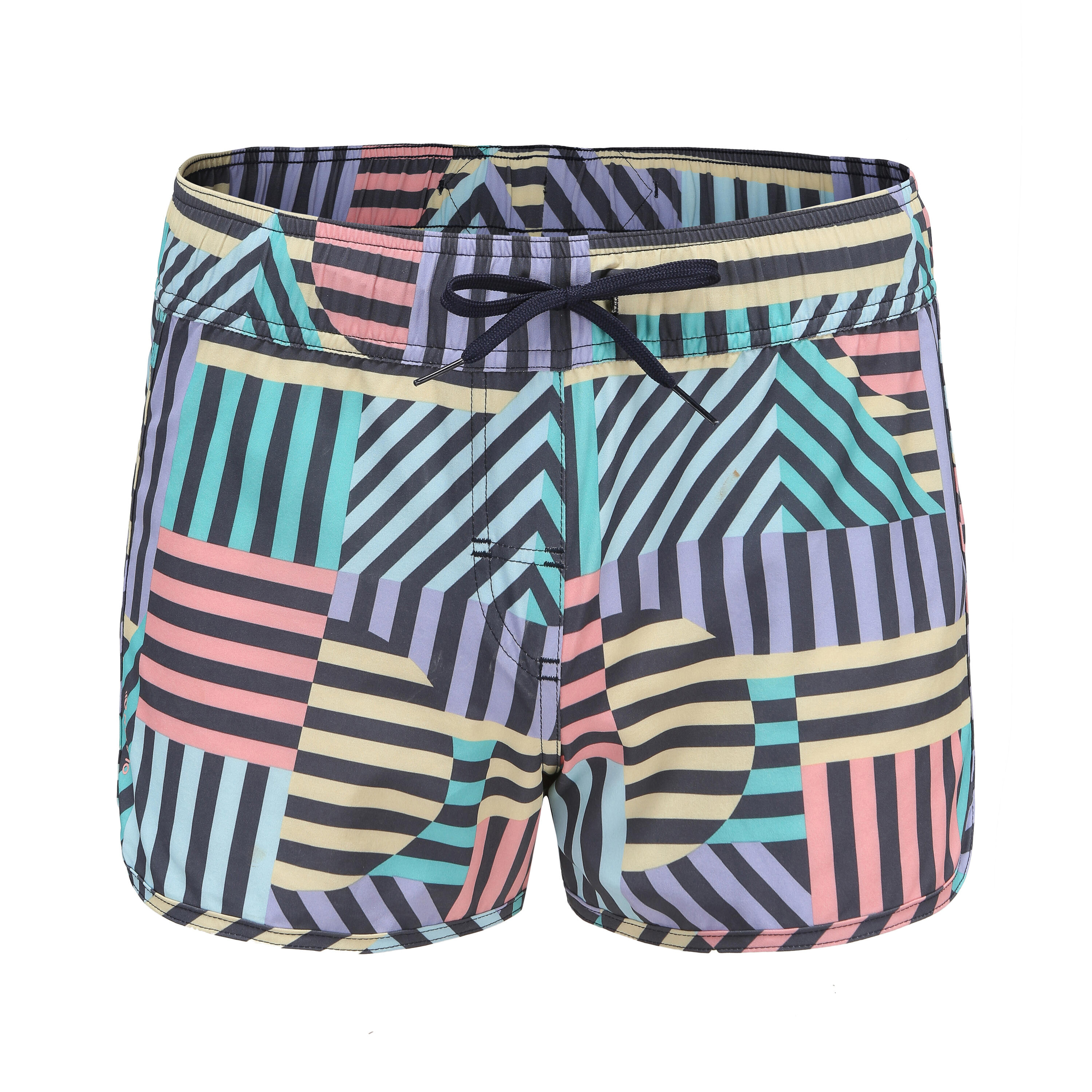 Boardshort surf femme TINI CORAIL avec ceinture élastiquée et cordon de serrage