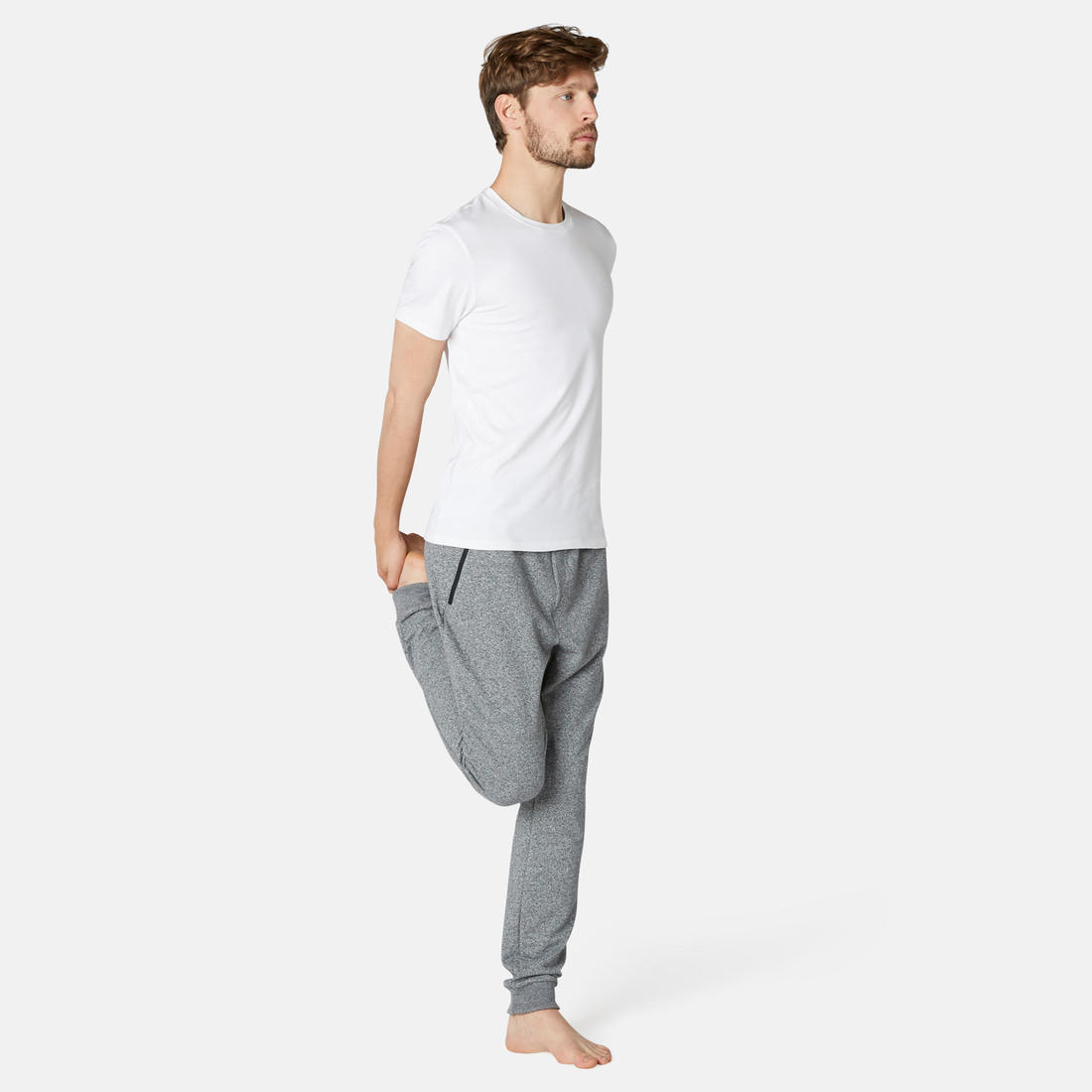 Pantalon jogging Fitness Slim Poches Zippées Gris Foncé