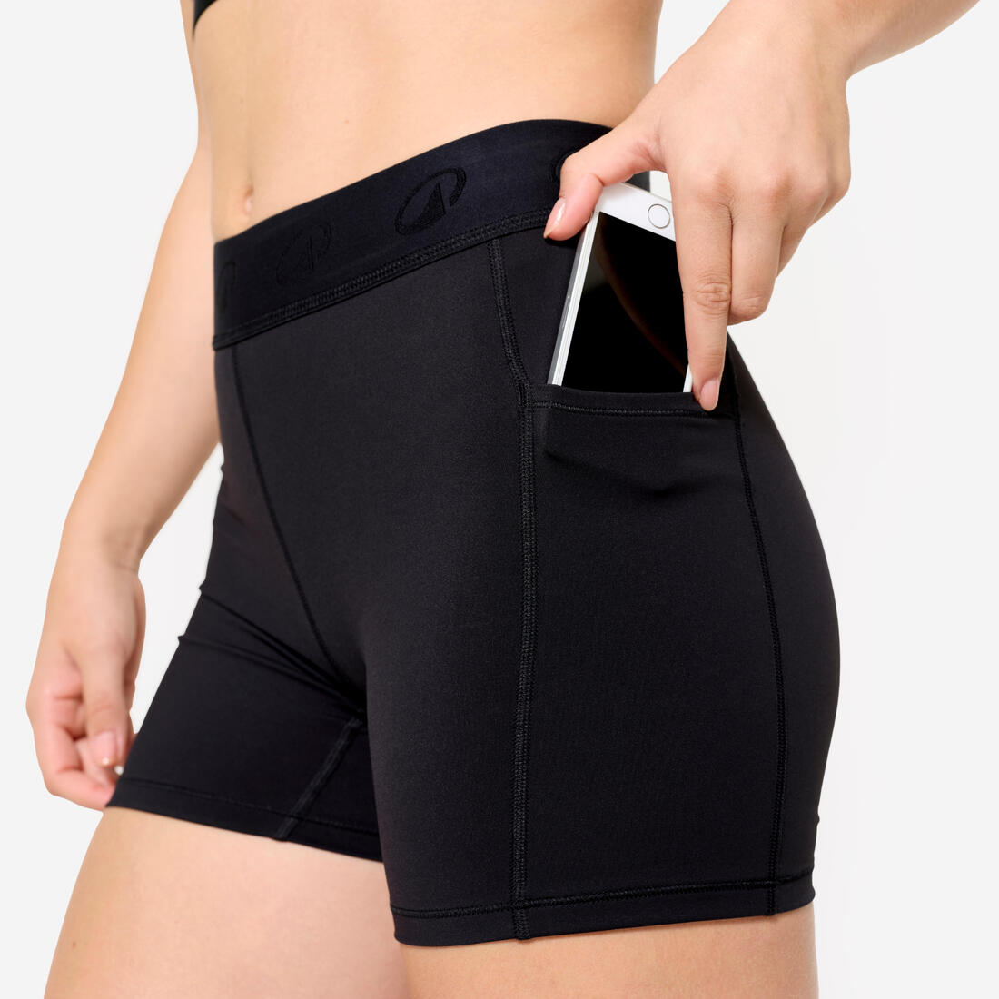 Short de fitness training avec ceinture élastiquée