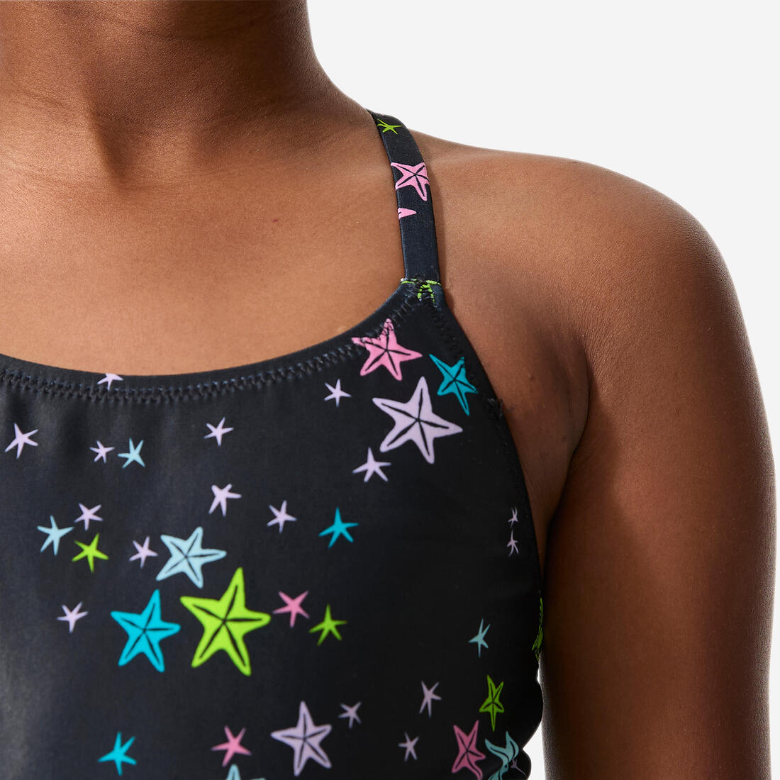 Maillot de bain 1 pièce jupette natation Fille - 100 Lila