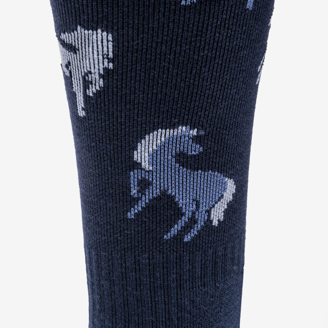 Chaussettes d'équitation enfant sks 500 motifs poneys marine et rose. lot de 2