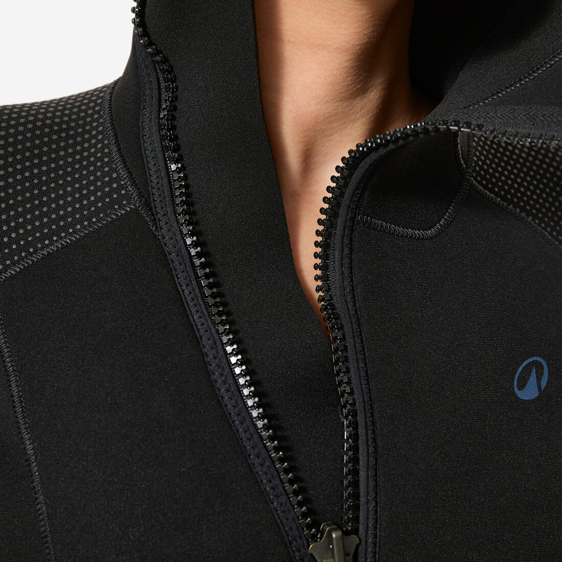 Combinaison de plongée 5mm à cagoule femme, SCD 500 Noir et bleu