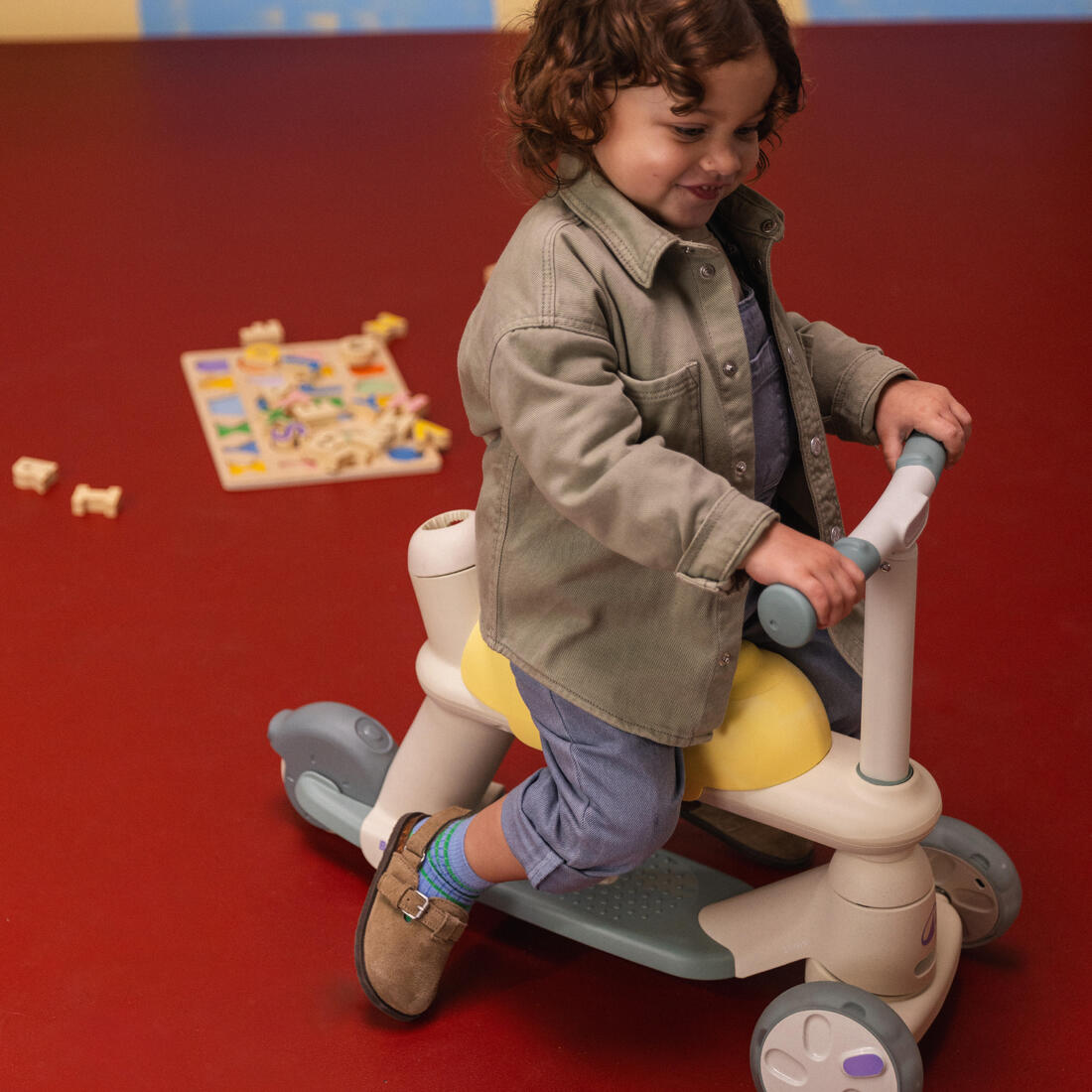 Trottinette évolutive enfant 3 roues, 18 mois à 5 ans, B900 Verdigri / Jaune