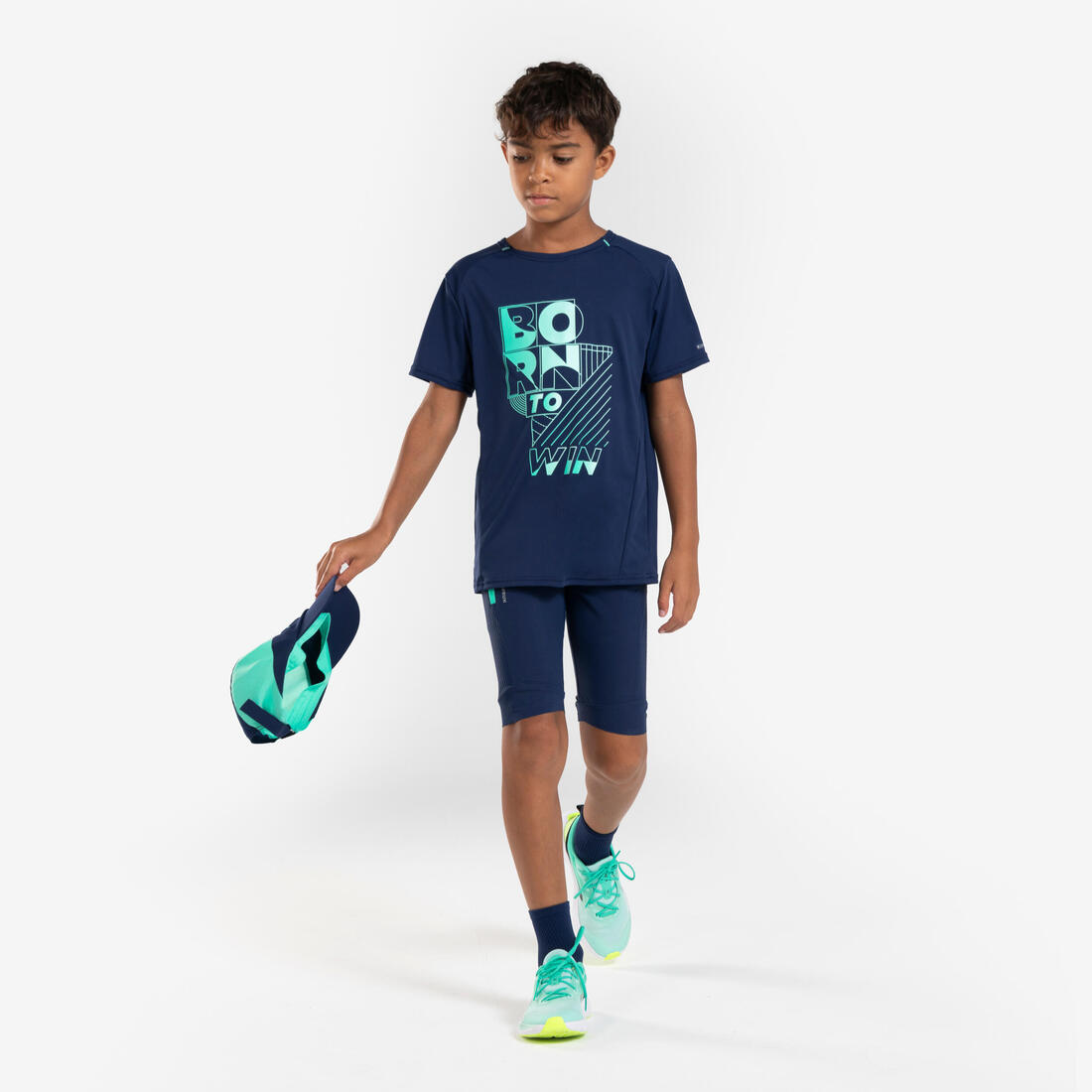 T-shirt de running respirant enfant - kiprun dry+ 500 marine