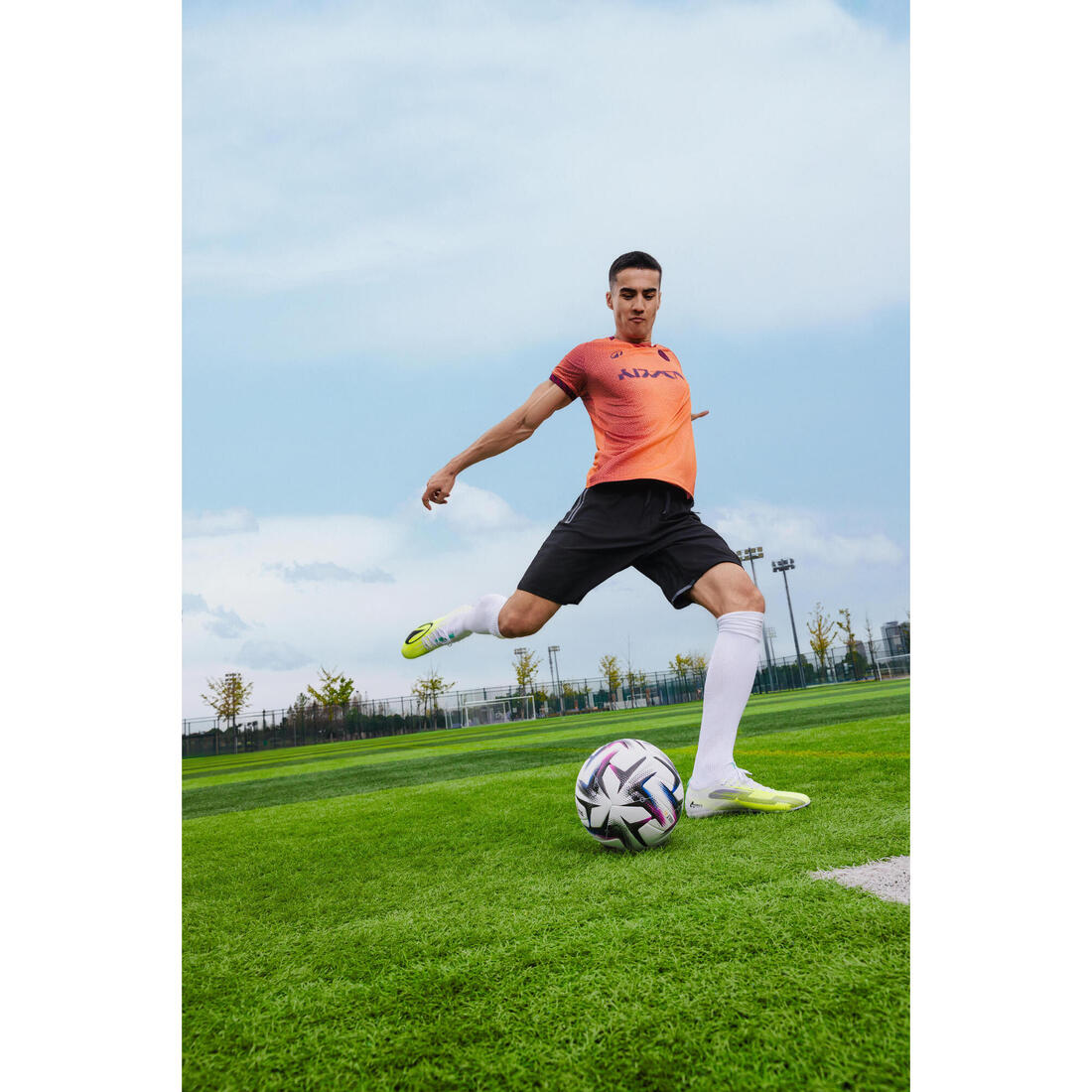 Maillot de football adulte Viralto II wavy noir & jaune fluo
