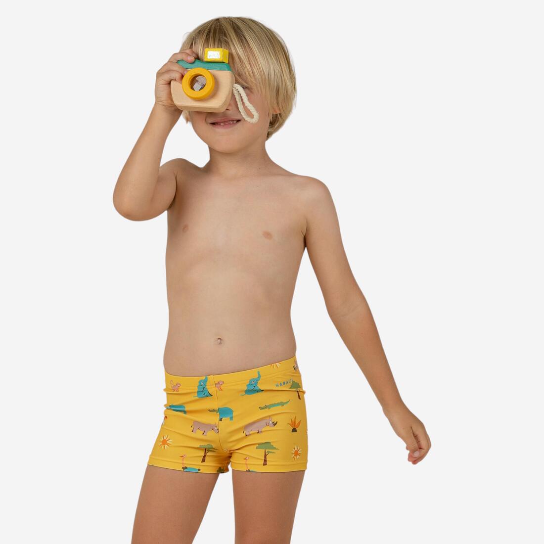 Boxer de bain bébé / enfant bleu imprimé crabes
