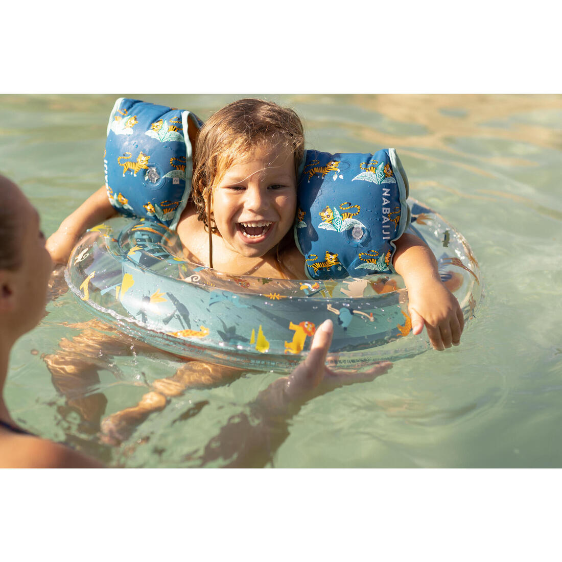 Bouée piscine gonflable 65 cm transparente savane