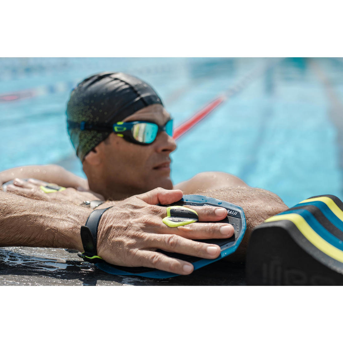 Lunettes De Natation SPIRIT - Verres Miroirs - Grande Taille - Noir Beige Blanc