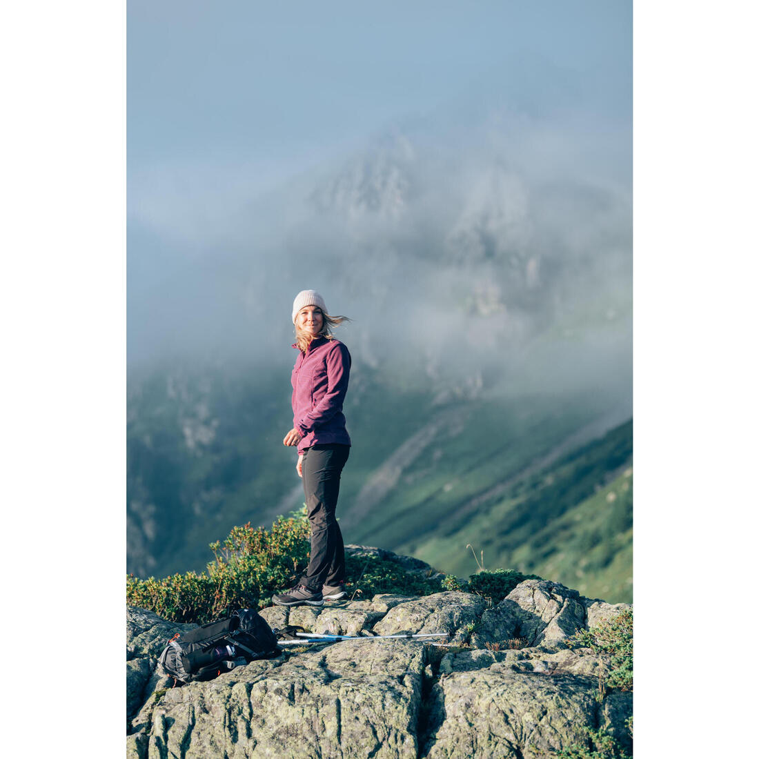 Polaire de randonnée montagne femme, MH100 full zip
