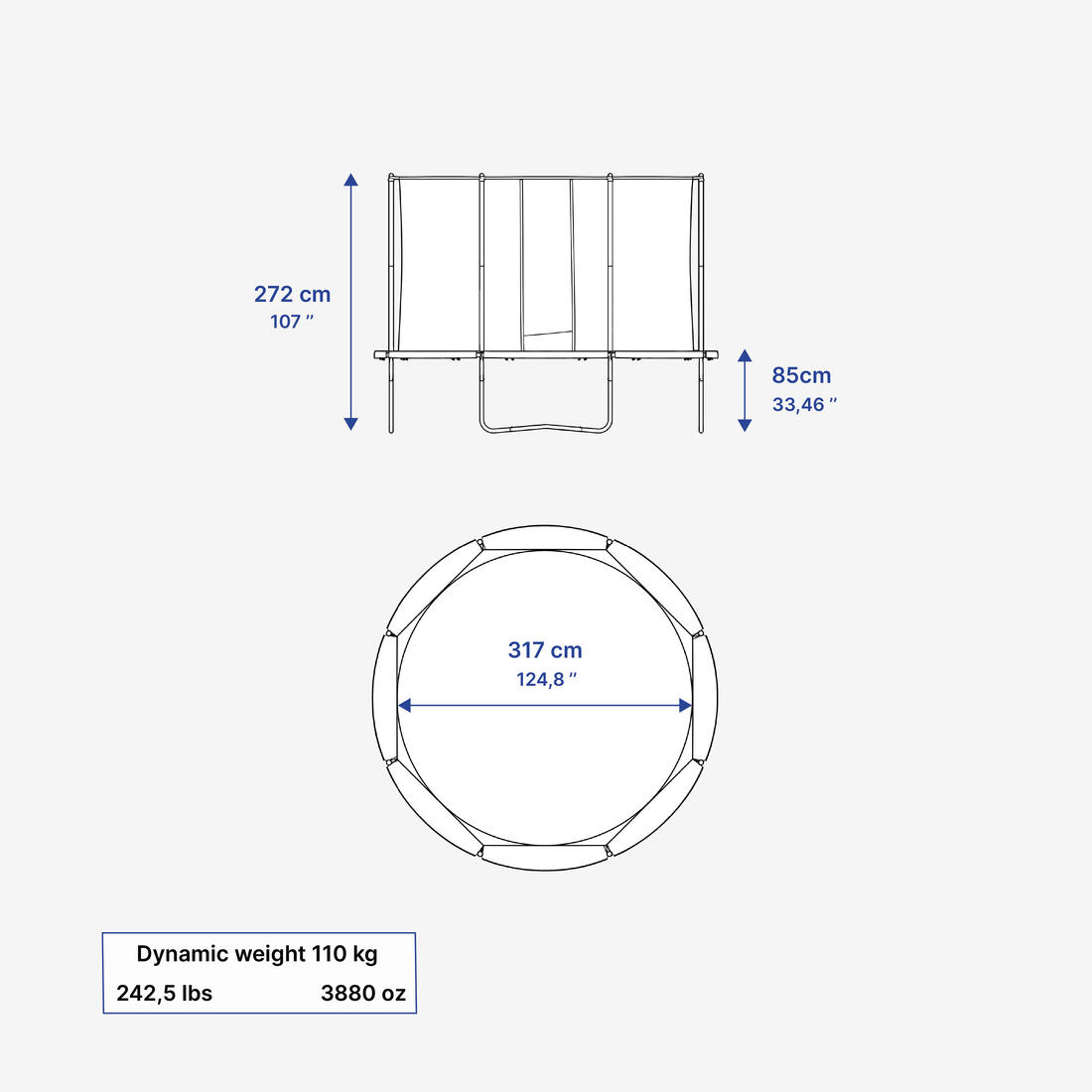 Trampoline 360 avec filet de protection - montage sans outil