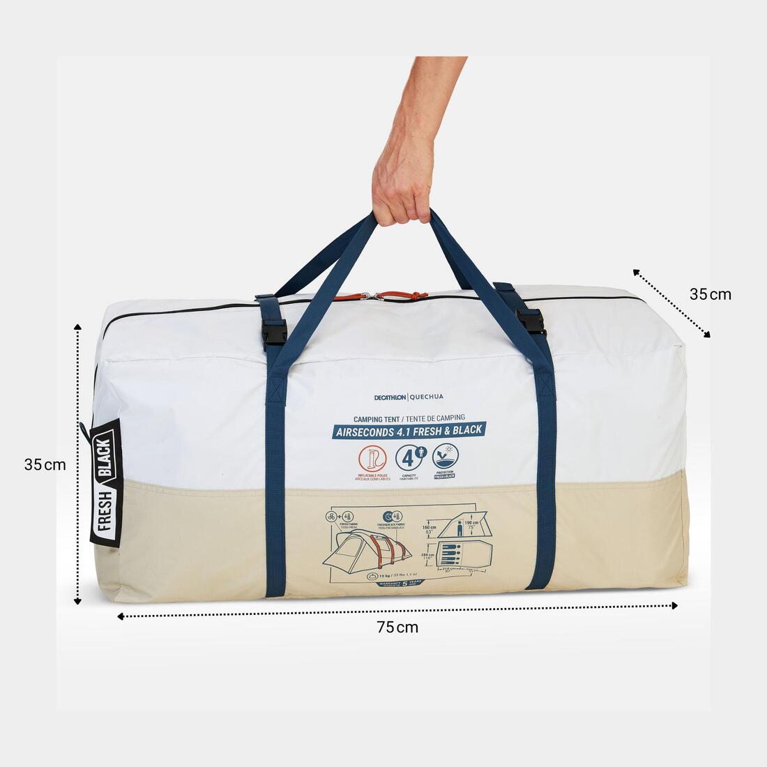 Tente de camping gonflable 4 places, Fresh & Black, Air Seconds 4.1 beige