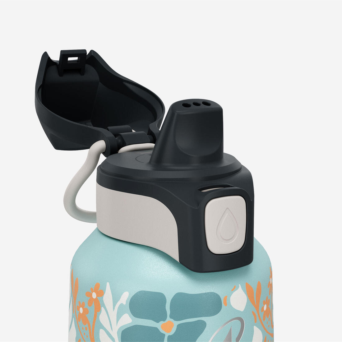Gourde inox enfant 0,6L avec bouchon instantané, composée à 75% d'acier recyclé
