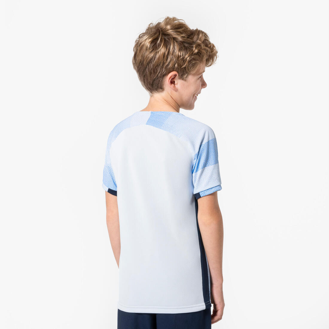 Maillot de football enfant manches courtes VIRALTO Jr Block Bleu ciel et