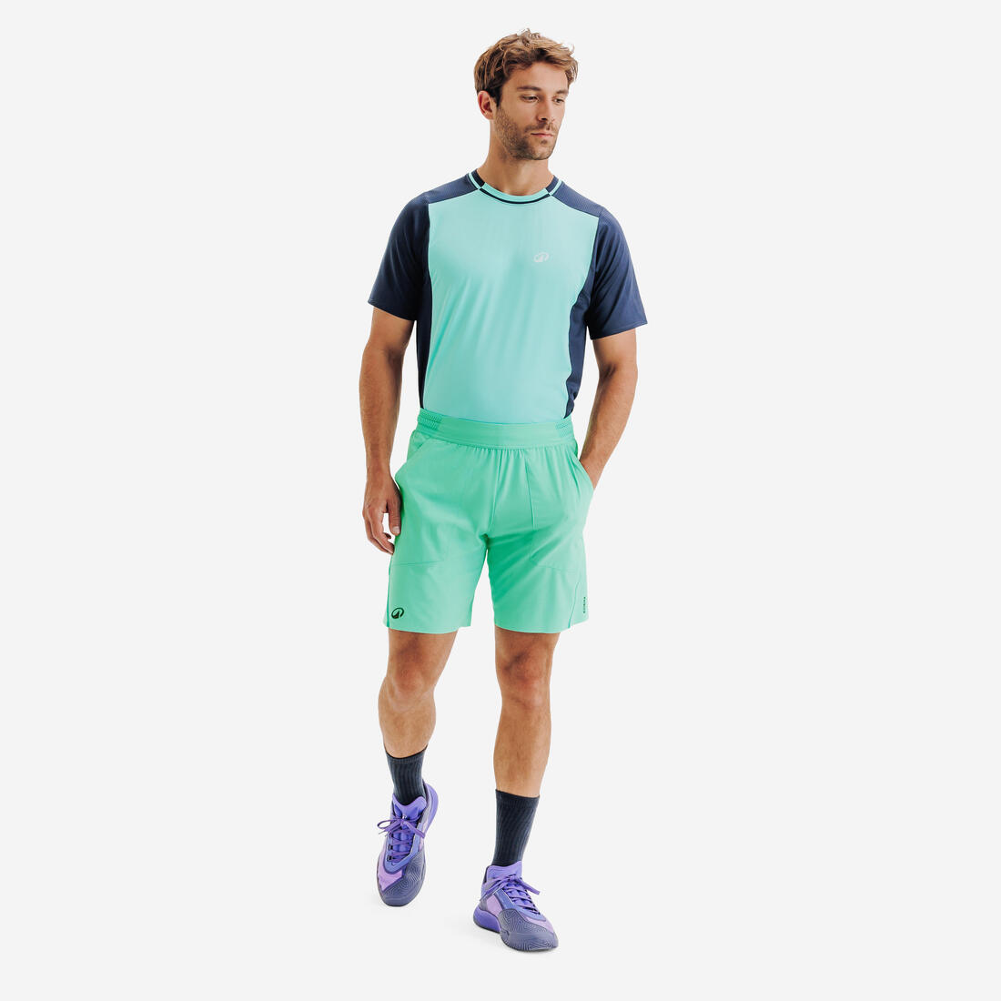 Short de tennis respirant homme, Dry+ Noir Gaël Monfils