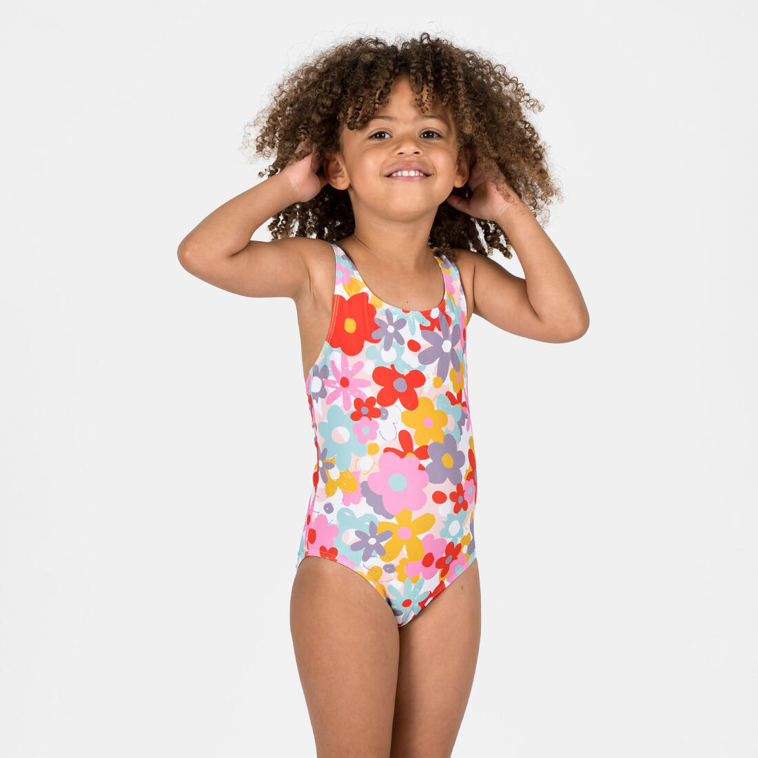 Maillot de bain 1 pièce bébé fille rose imprimé fleurs
