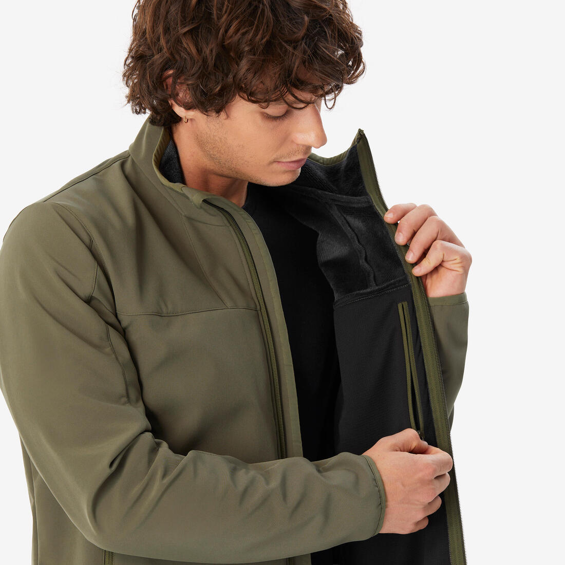 Veste de trek coupe-vent softshell homme MT100 khaki