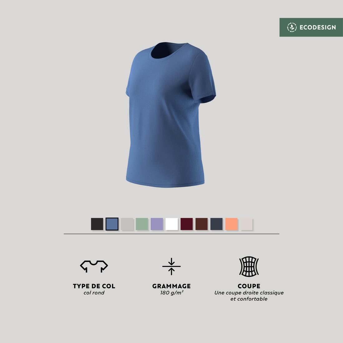 Tee-shirt en coton col rond femme