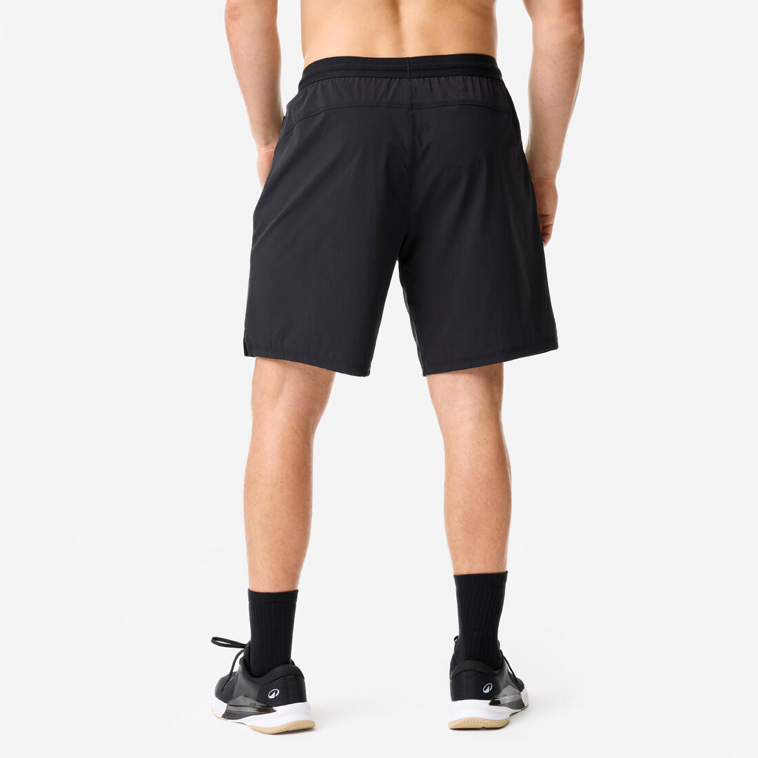 Short de fitness long 23cm homme, noir et