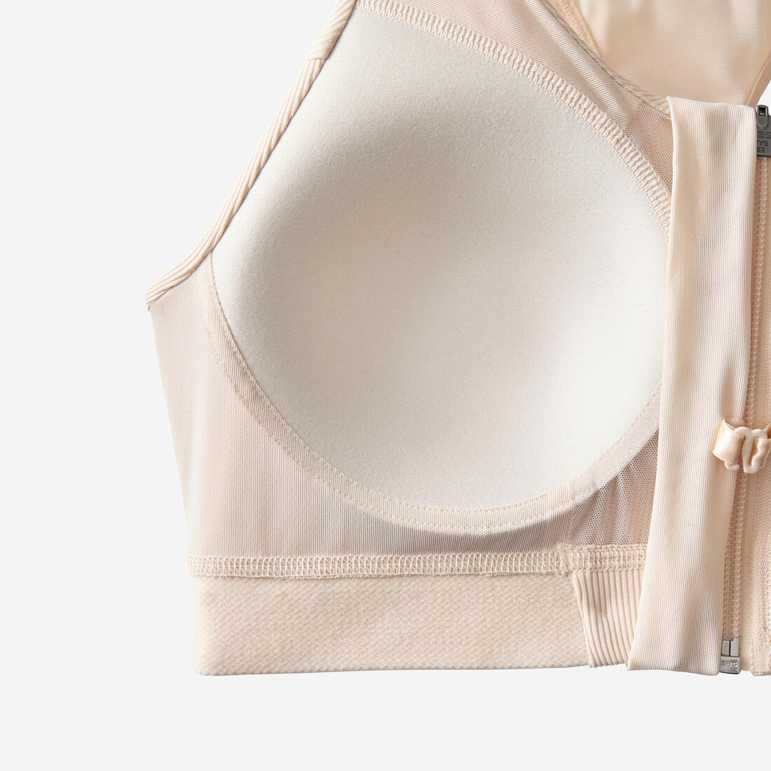 Brassière côtelée zippée maintien modéré Femme