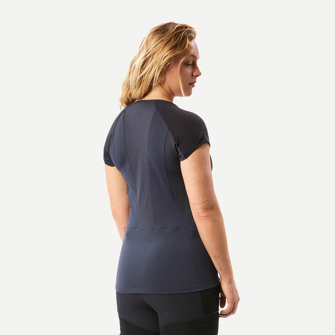 T-shirt de trek manches courtes en laine mérinos - Femme - MT500