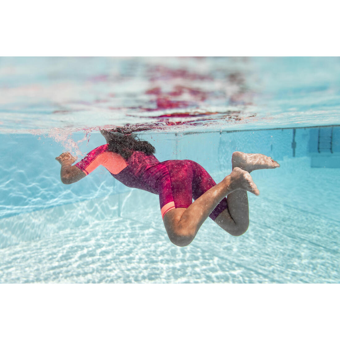 Combinaison De Natation Garçon - Shorty 100 Kloupi - Bleu Rouge