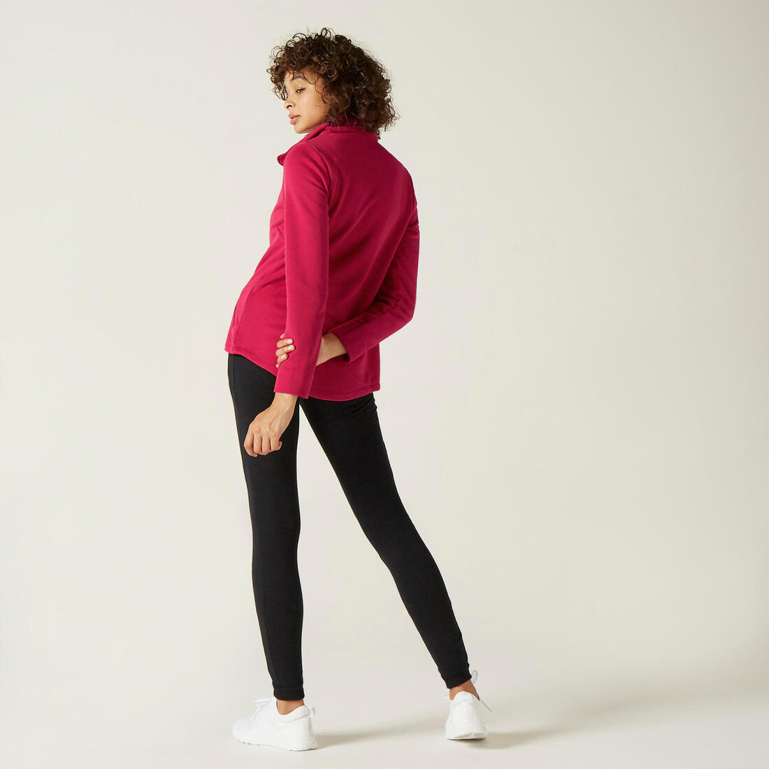 Sweat Zippé col haut Fitness Rose