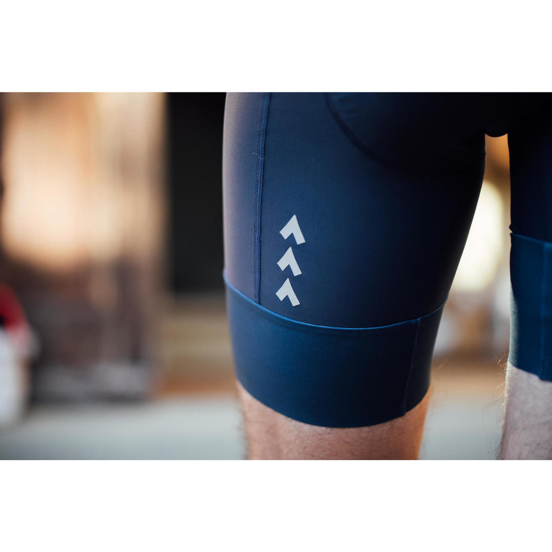 Cuissard vélo route sans bretelles homme cyclotourisme RC500 marine avec poche