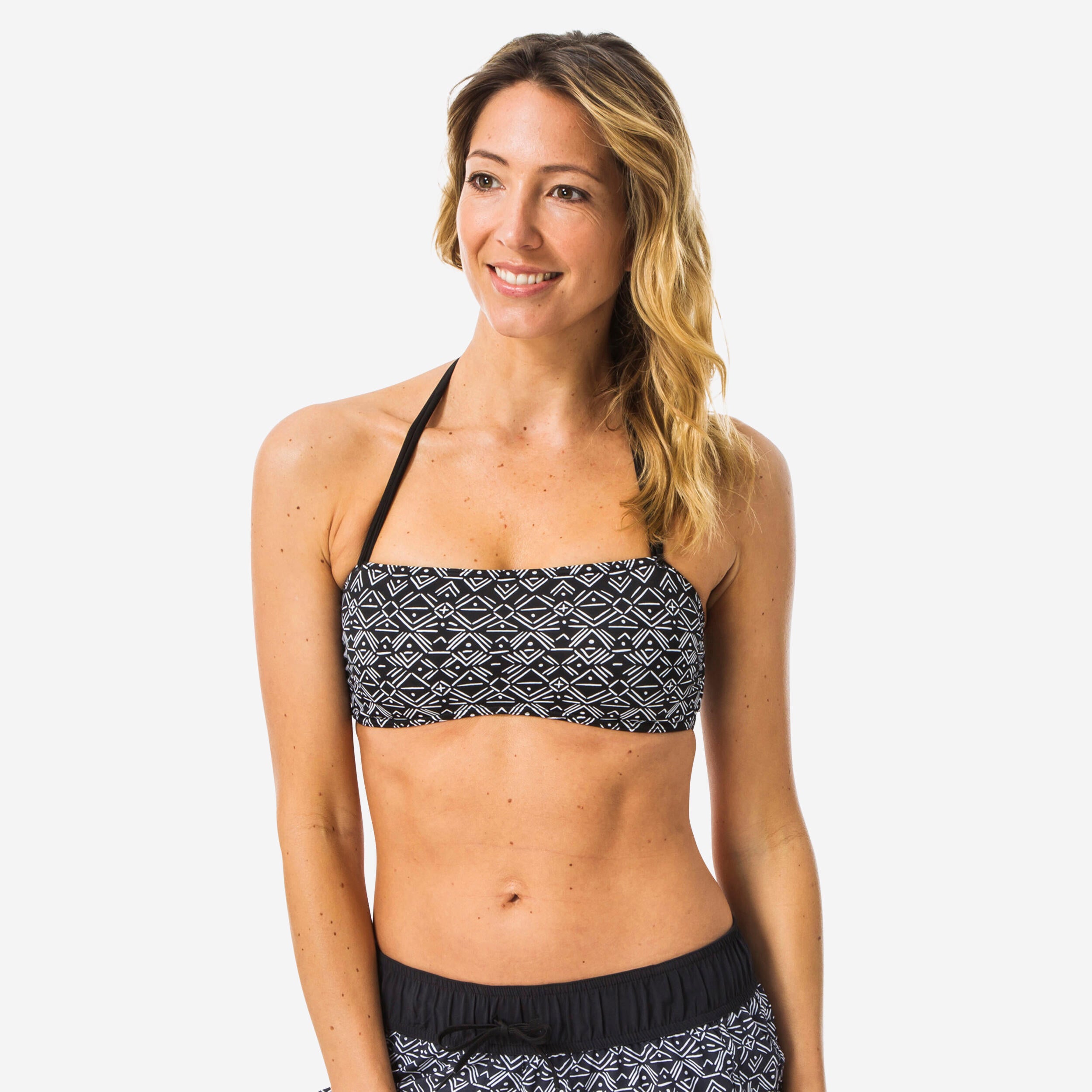 Haut de maillot de bain femme LORI ETHNI forme bandeau avec lien cou amovible