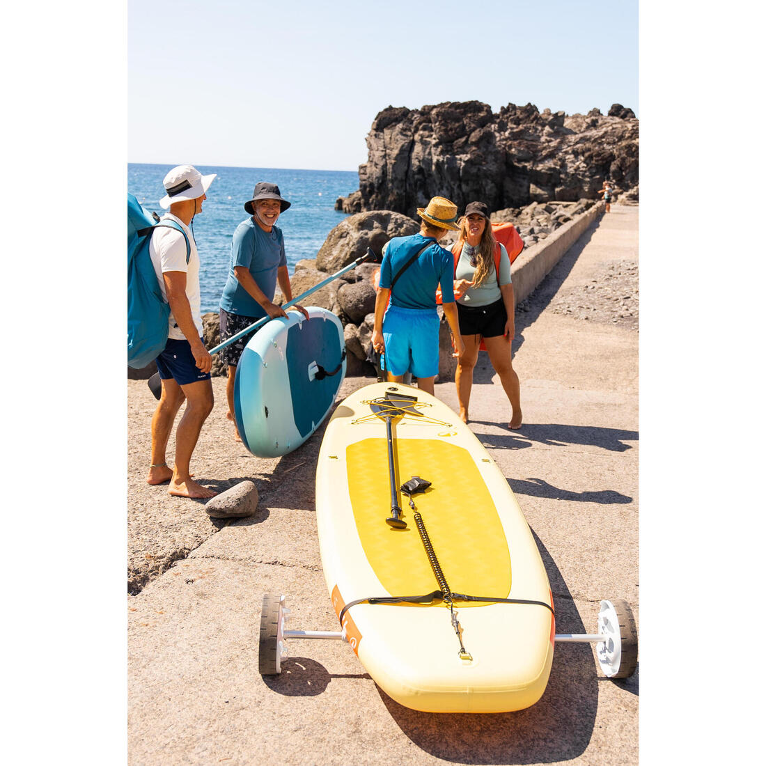 Pack stand up paddle gonflable 9'6, 1 personne (jusqu'à 80kg), 100 Jaune
