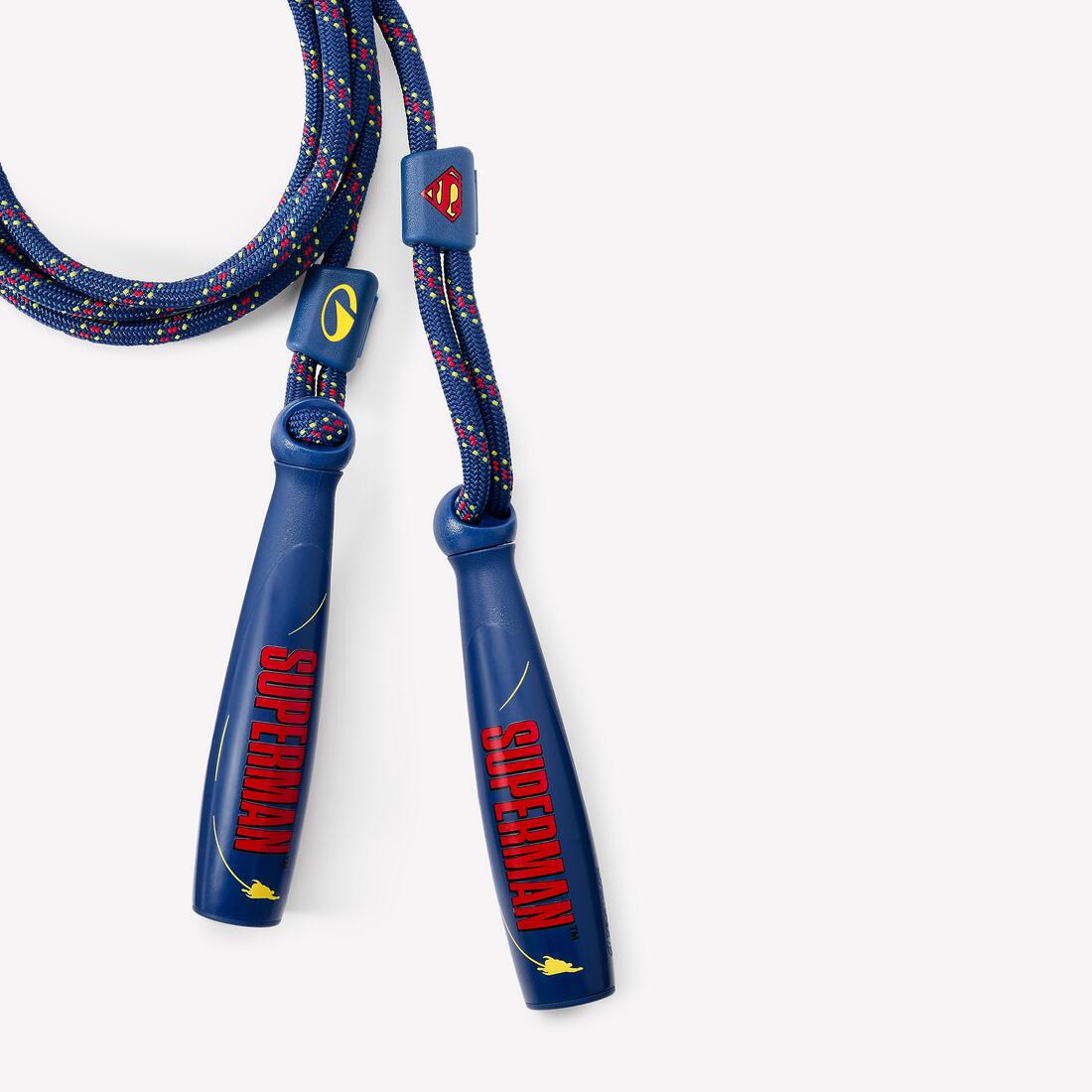 Corde à sauter réglable Superman pour enfant, bleu rouge et