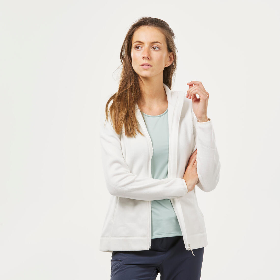 Polaire de randonnée montagne femme, MH100 full zip