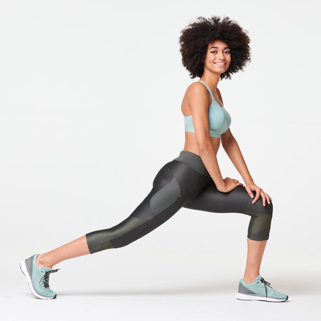 Legging court running respirant femme - Dry+ Feel noir