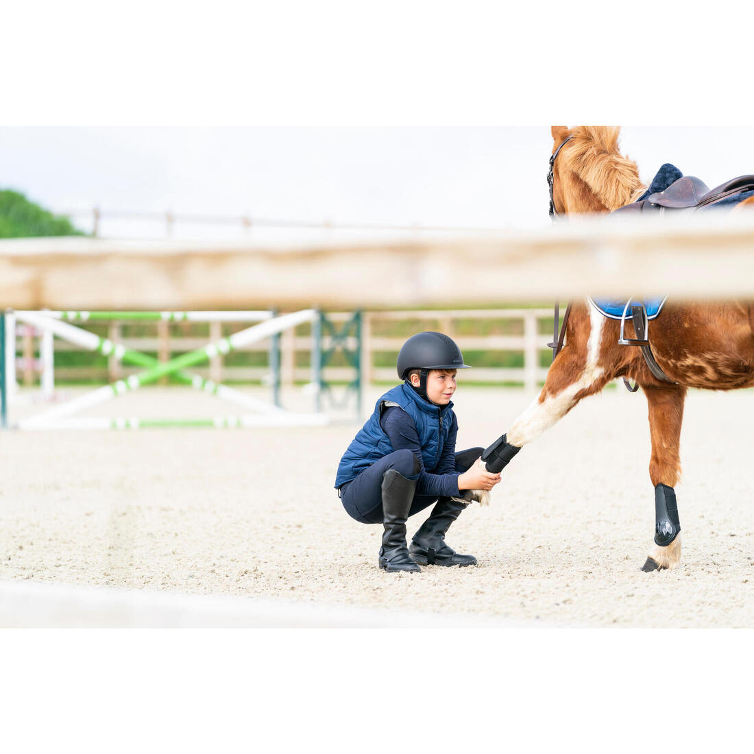 Doudoune équitation sans manches Enfant - 500 bleu turquin et marine