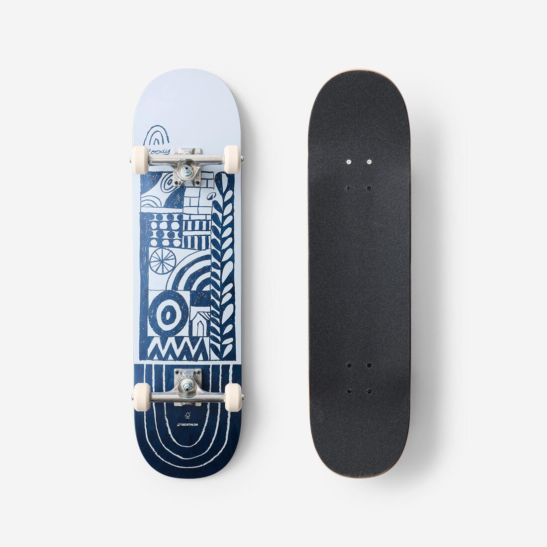SKATEBOARD COMPLET CP500 TRIBE BLEU POUR SKATEURS A PARTIR DE 12 ANS