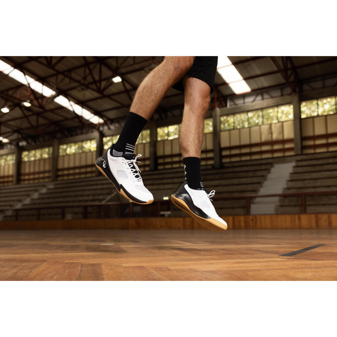 Chaussures de handball adulte, HB100 noir blanc