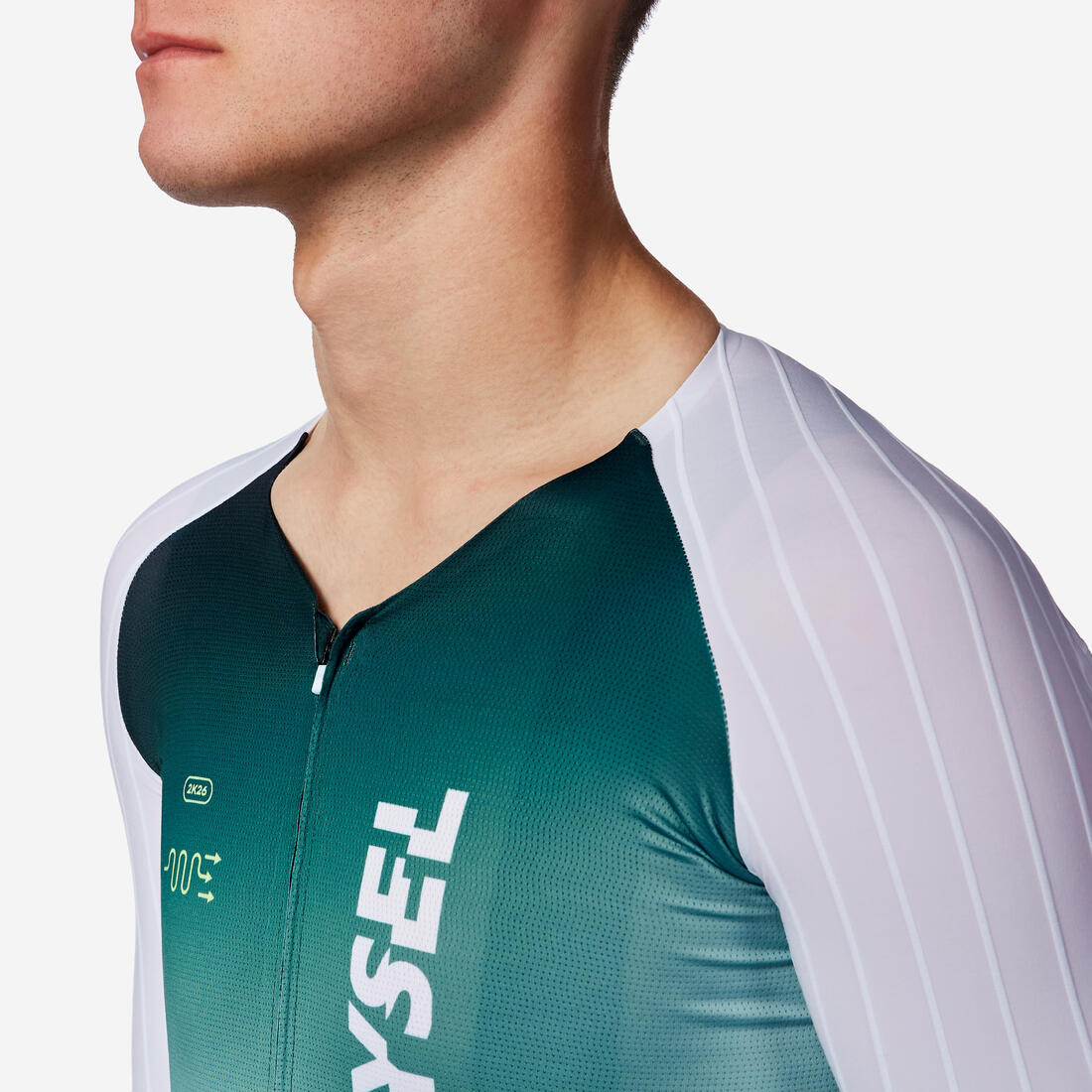 Maillot manches courtes de vélo de route aéro homme, RCR-F vert