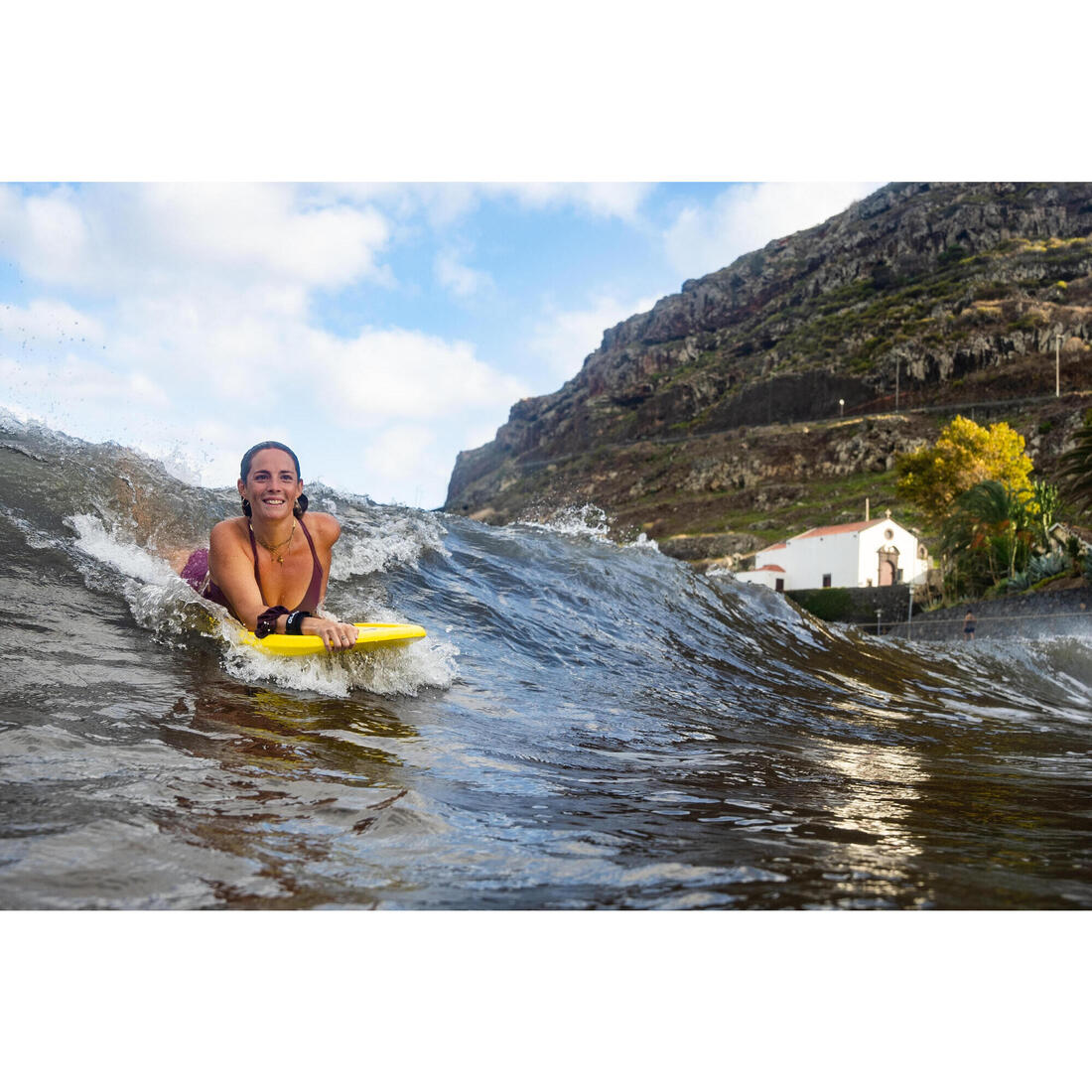 Bodyboard 100 débutant monomatière préformé - Jaune