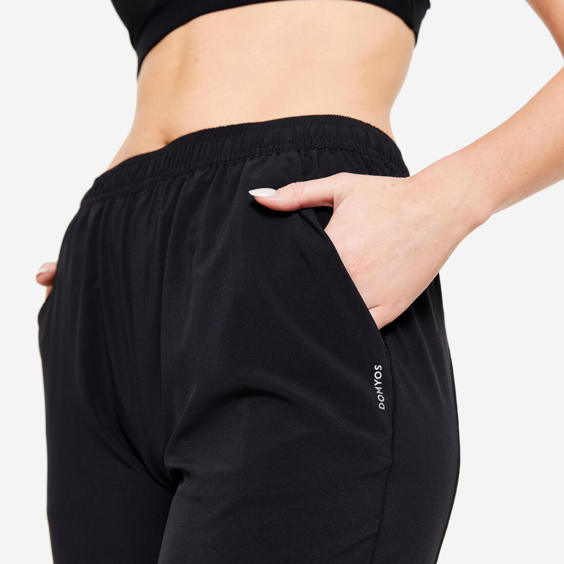Pantalon de jogging coupe carotte et extensible, noir