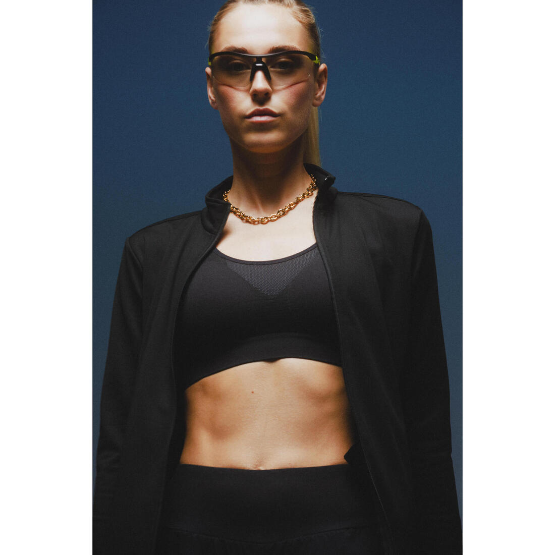 Veste de sport polaire femme, noir