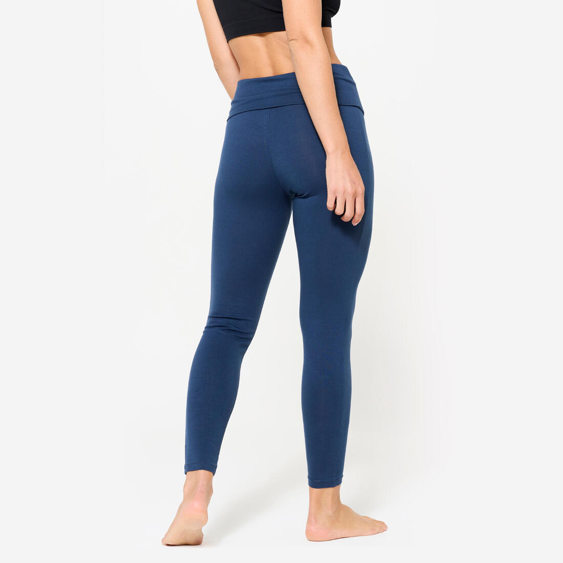 Legging de yoga doux taille haute femme, bleu marine