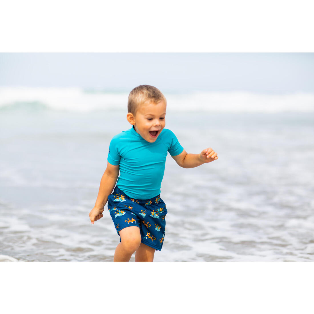 Short De Bain Bébé / Enfant Bleu foncé Imprimé Tigres
