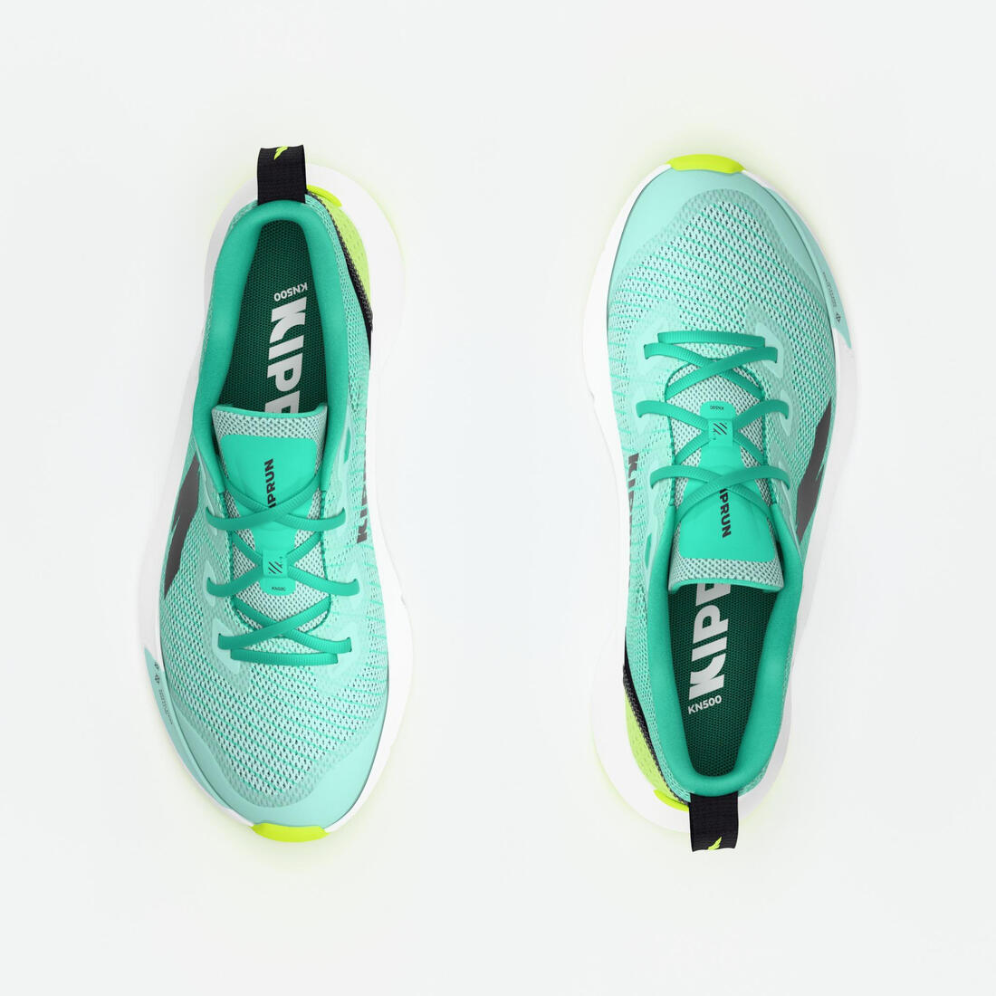 Chaussures de running drop 0 Enfant - KIPRUN KN500 vertes jaunes noires