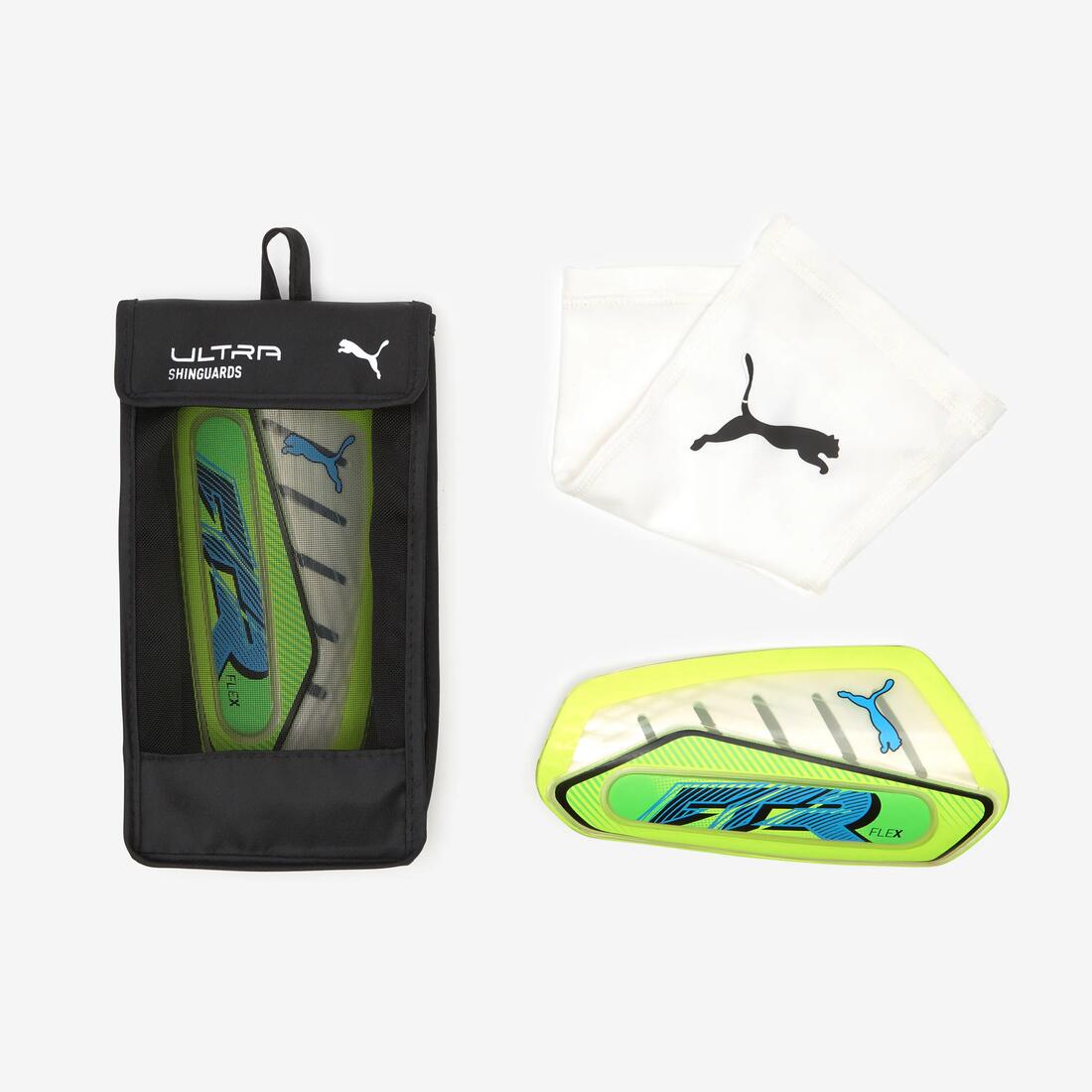 Protège-tibias de foot PUMA SMU avec manchons Jaune/Bleu