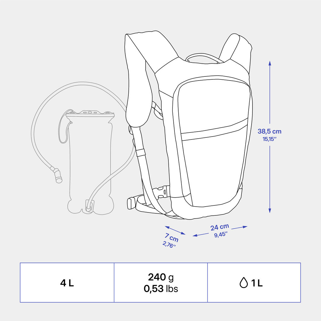Sac à dos hydratation de vélo 4L/1L eau